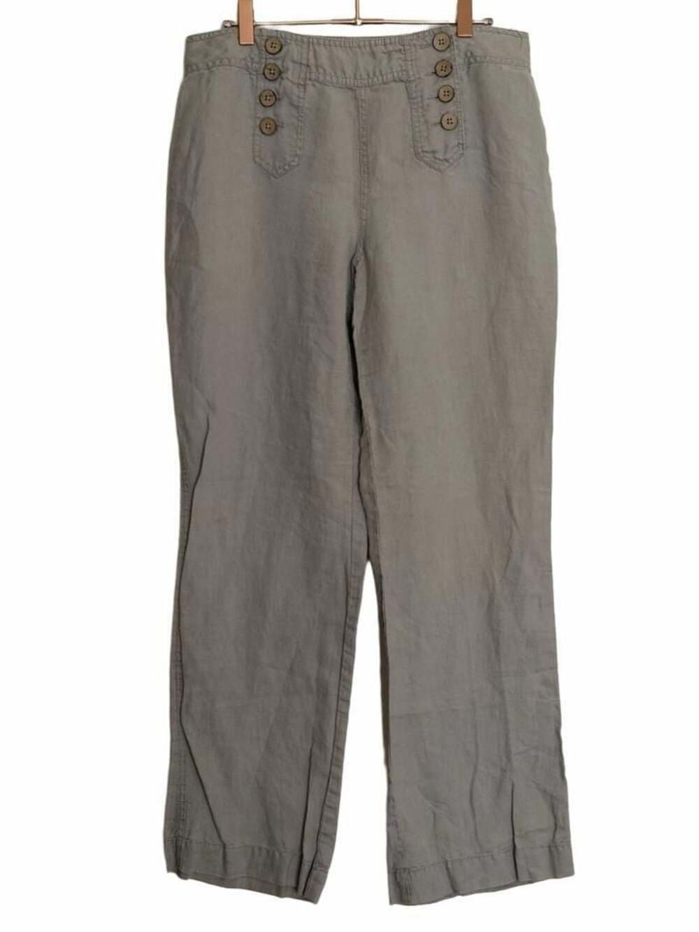 Cynthia Rowley Women's Beige Linen Sailor Button Pants Size 8